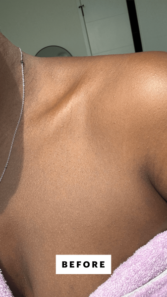 BlayTettey before applying the Oui the People Featherweight Hydrating Body Gloss